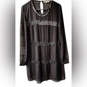 Gianni Bini sheer sleeve sheath with sequins details EUC